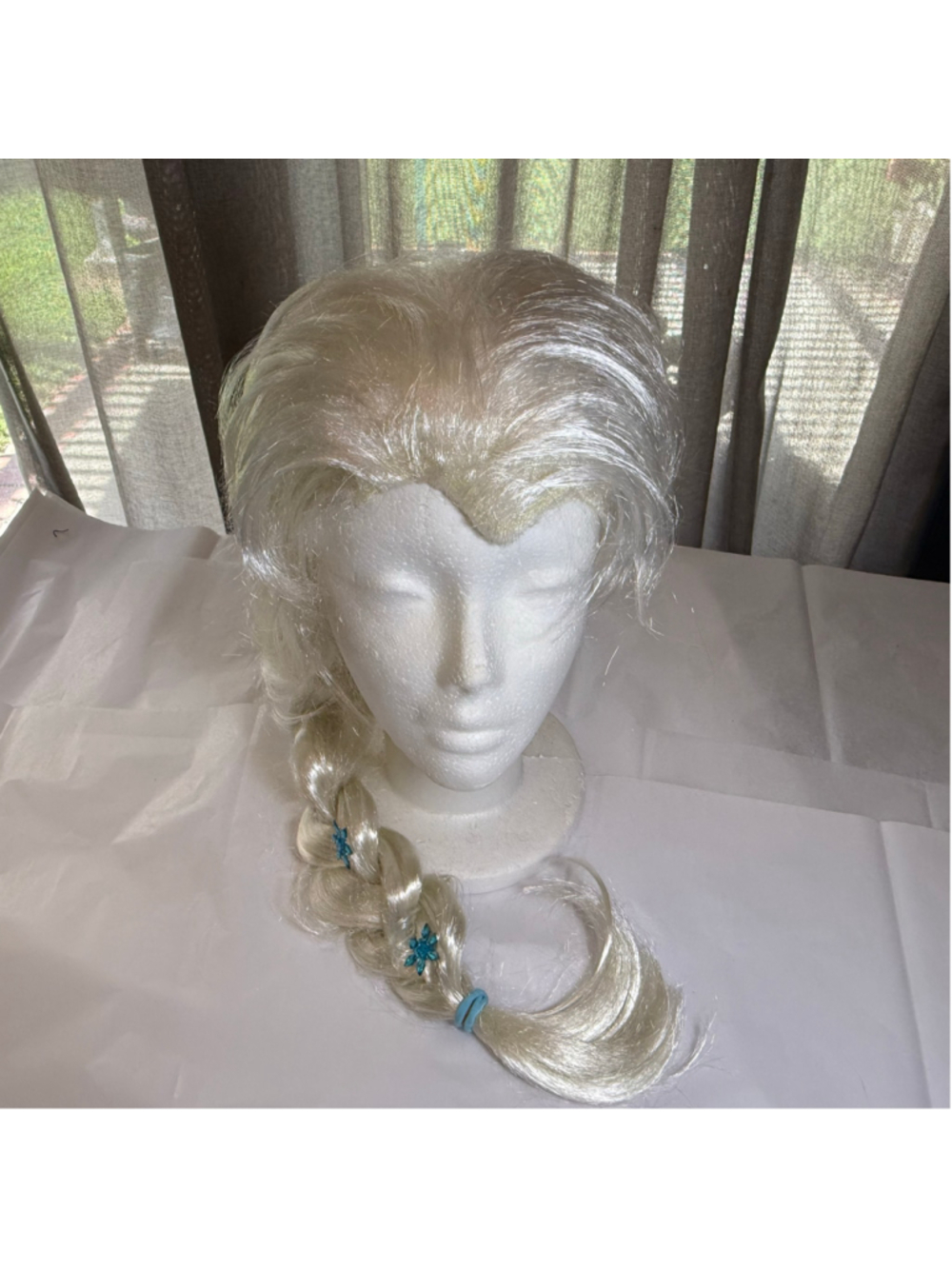 Disney Frozen princess Elsa white wig braided hair child adult acrylic Halloween